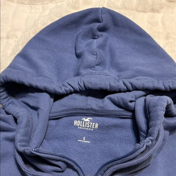 Hollister Blue cropped Hoodie Sweatshirt - Picture 2 of 4